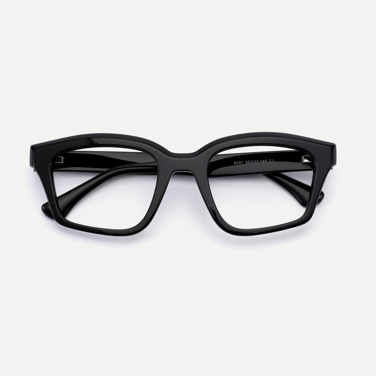 Tessa black acetate eyeglasses, rear detail