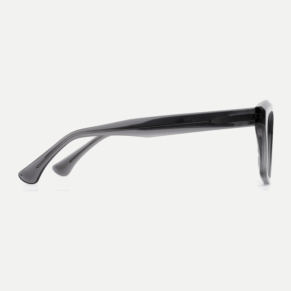 Tessa smoke gray acetate eyeglasses, side detail