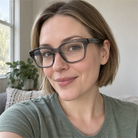 Tessa smoke gray acetate eyeglasses, lifestyle wearing photo