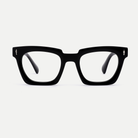 Greta black acetate eyeglasses, front view