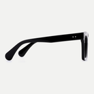 Greta black acetate eyeglasses, side detail