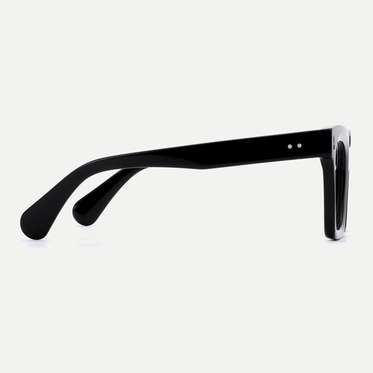 Greta black acetate eyeglasses, side detail