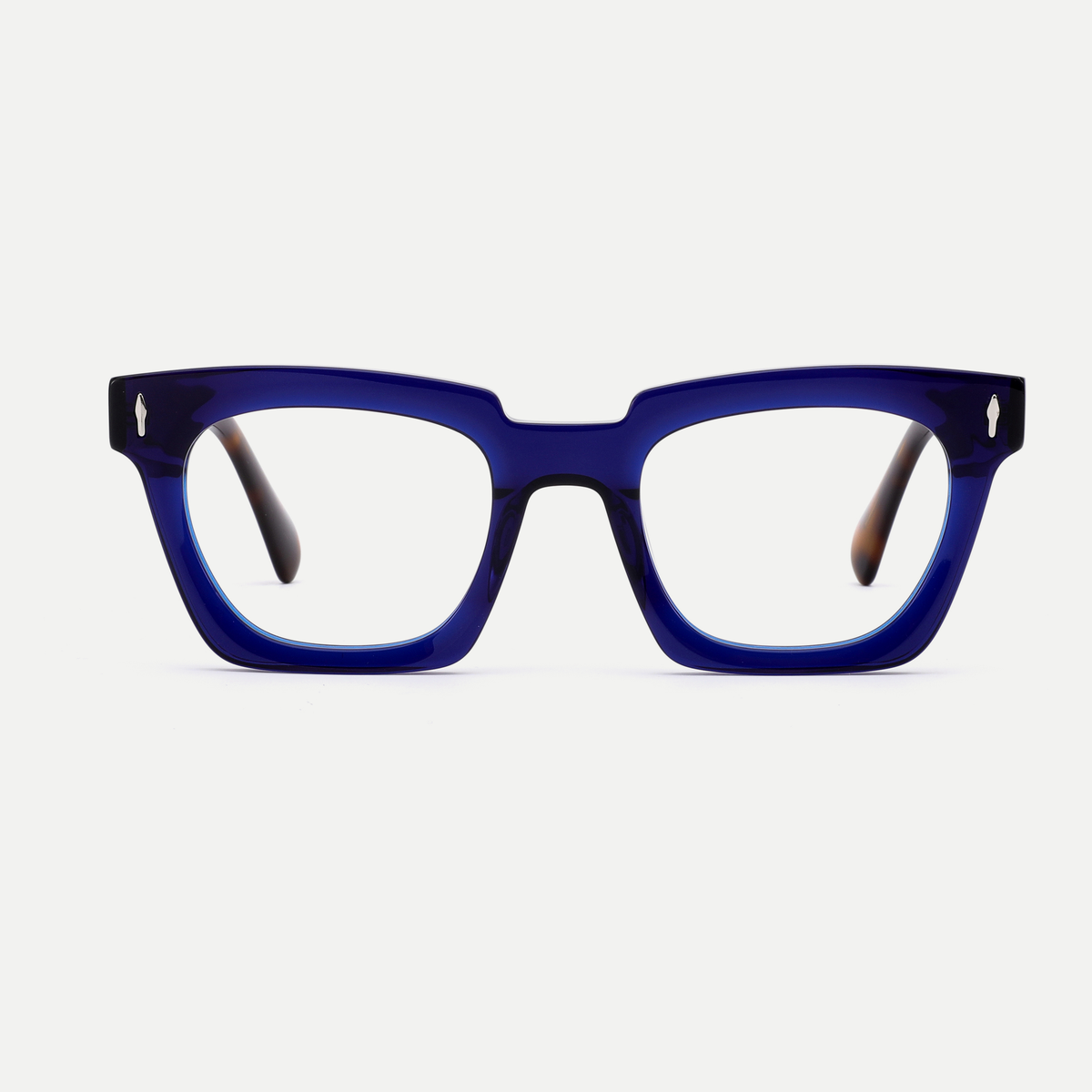Greta navy blue acetate eyeglasses, front view