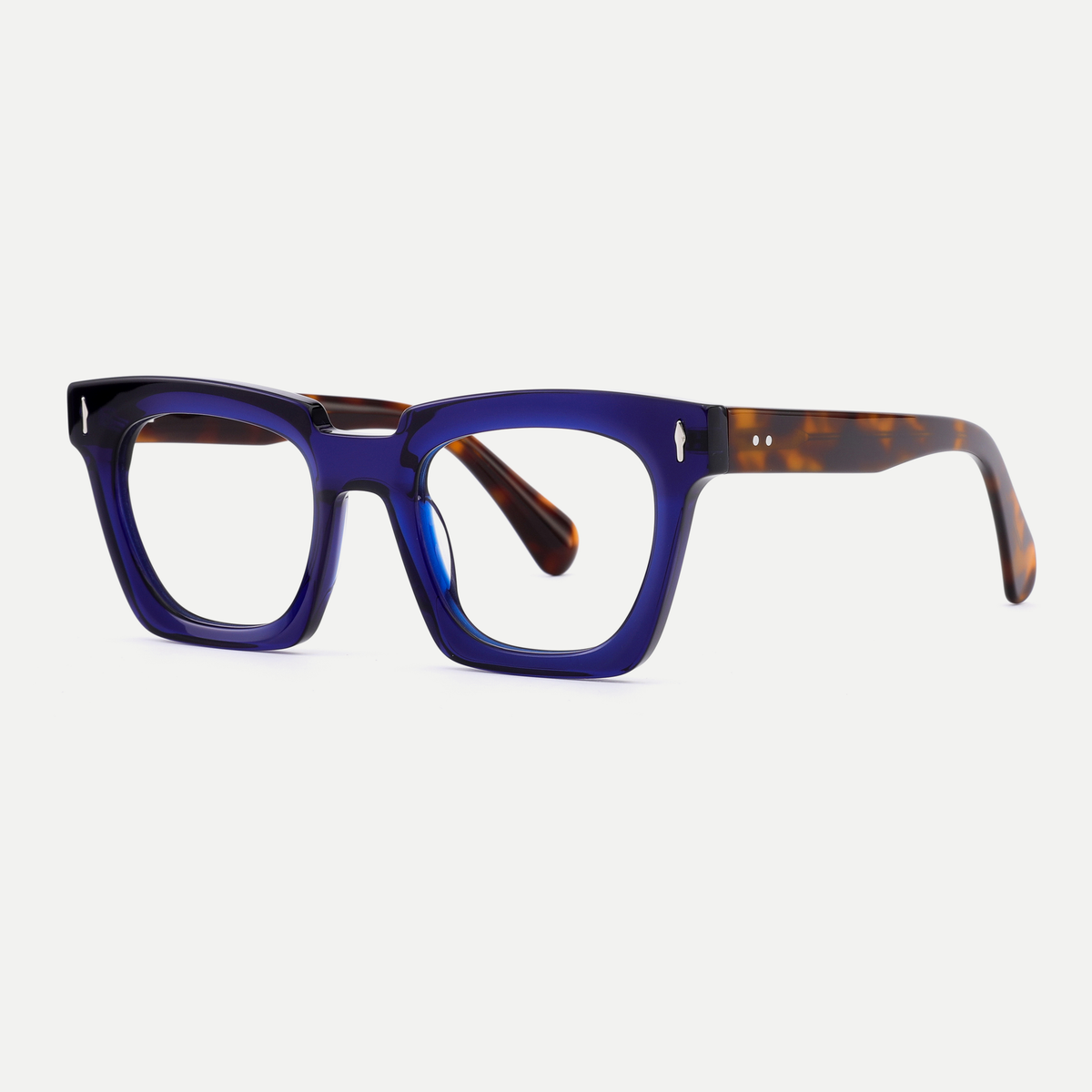 Greta navy blue acetate eyeglasses, angled view