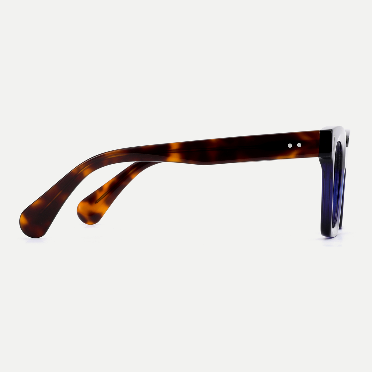 Greta navy blue acetate eyeglasses, side detail