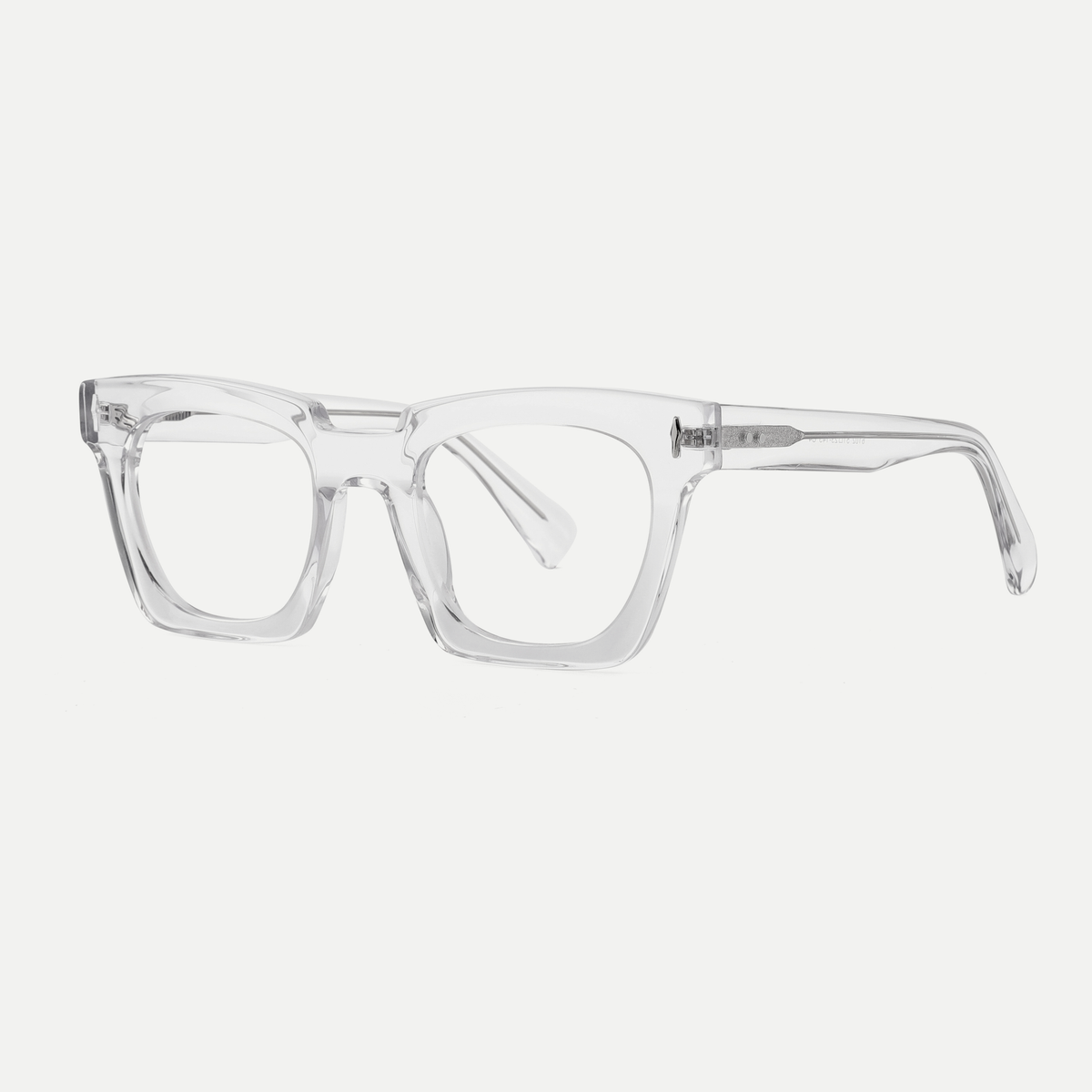 Greta crystal clear acetate eyeglasses, angled view