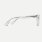 Greta crystal clear acetate eyeglasses, side detail
