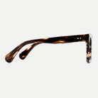 Greta tortoise acetate eyeglasses, side detail