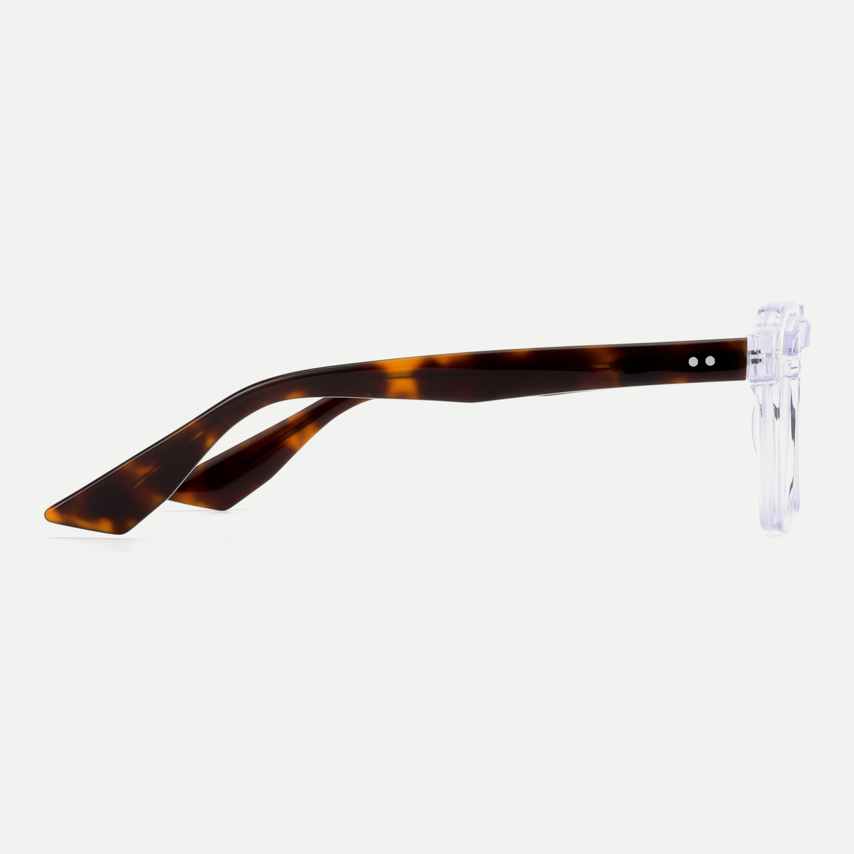 Nina crystal clear acetate eyeglasses, side detail