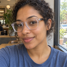 Nina crystal clear acetate eyeglasses, lifestyle wearing photo
