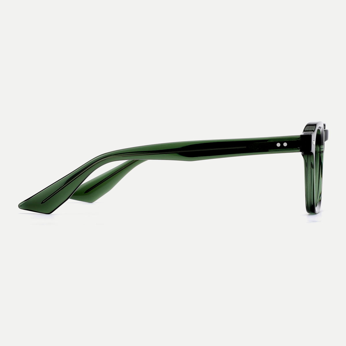 Nina forest green acetate eyeglasses, side detail