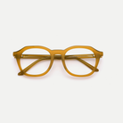 Elodie honey amber acetate eyeglasses, inner temple detail