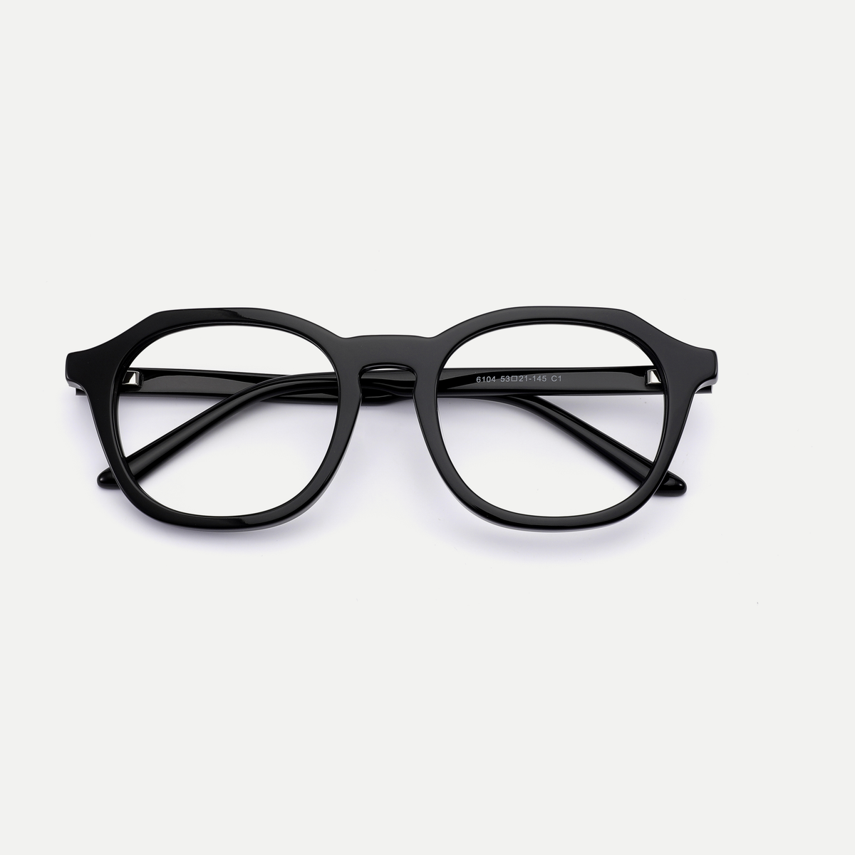 Elodie black acetate eyeglasses, inner temple detail