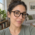 Elodie tortoise acetate eyeglasses, lifestyle wearing photo