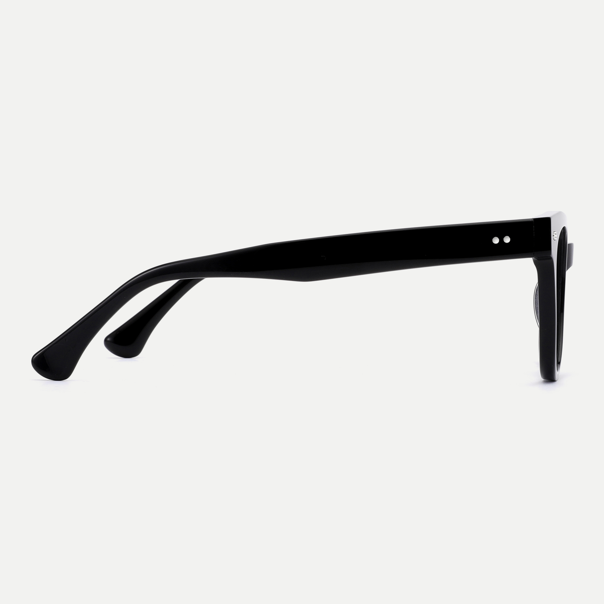Helena black acetate eyeglasses, side detail