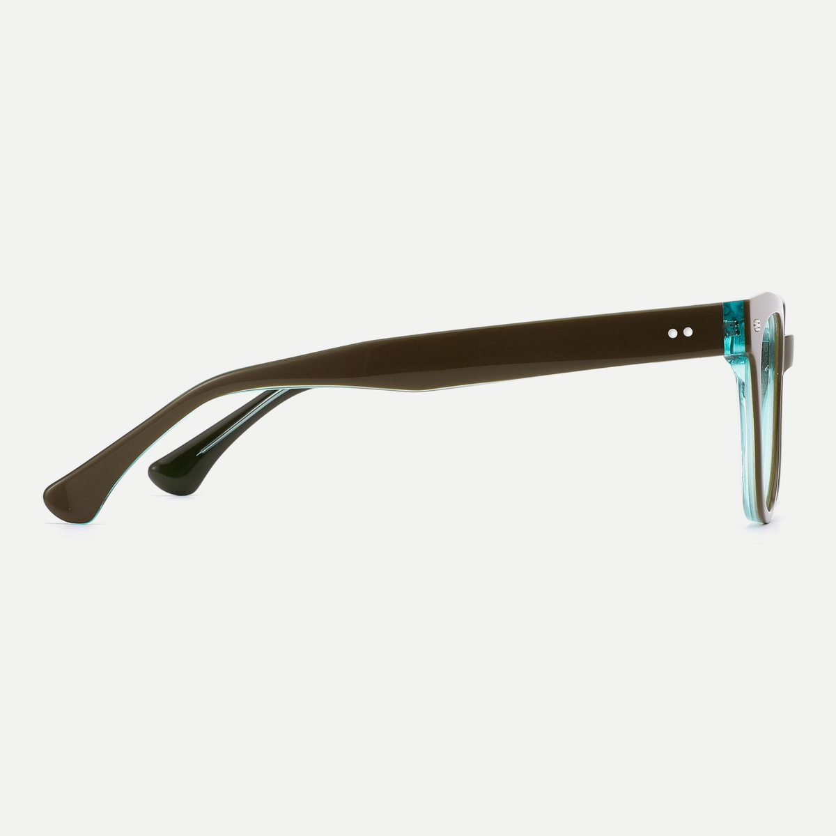 Helena dark brown acetate eyeglasses, side detail