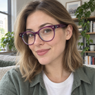 Helena purple acetate eyeglasses, lifestyle wearing photo