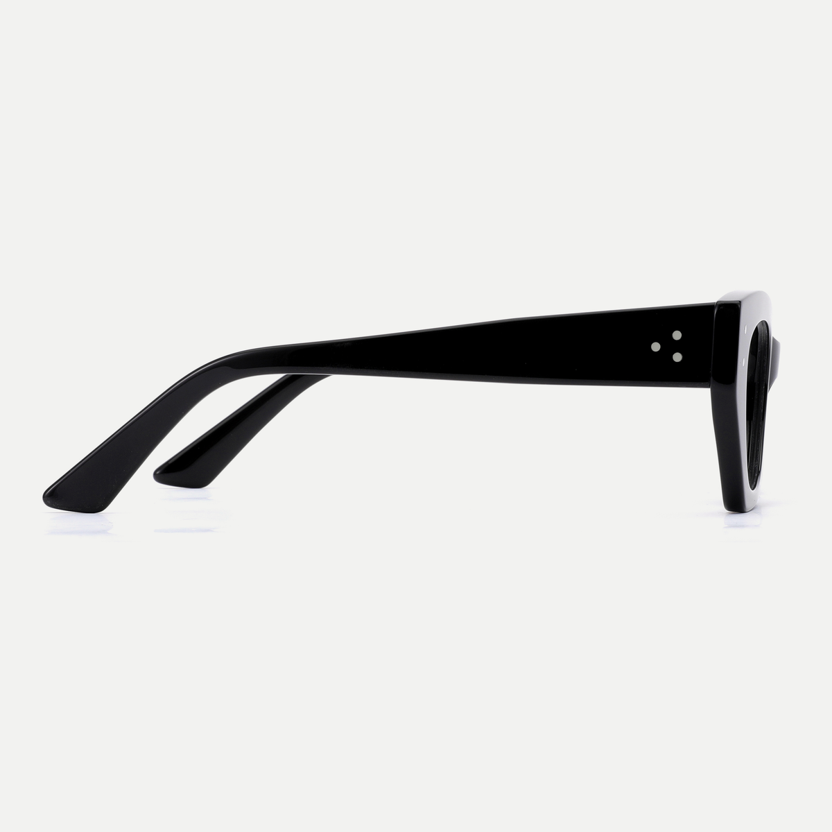 Viola black acetate eyeglasses, side detail
