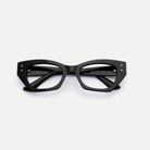 Viola black acetate eyeglasses, inner temple detail