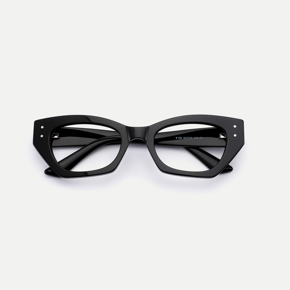 Viola black acetate eyeglasses, inner temple detail