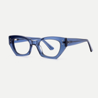 Viola slate blue acetate eyeglasses, angled view