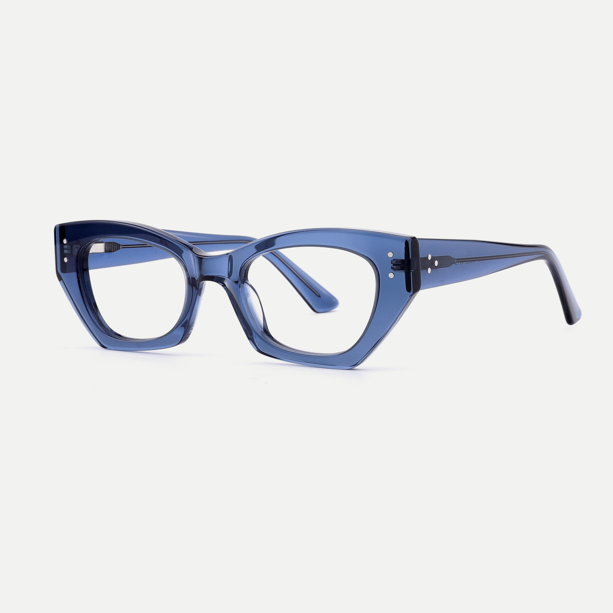 Viola slate blue acetate eyeglasses, angled view