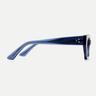 Viola slate blue acetate eyeglasses, side detail