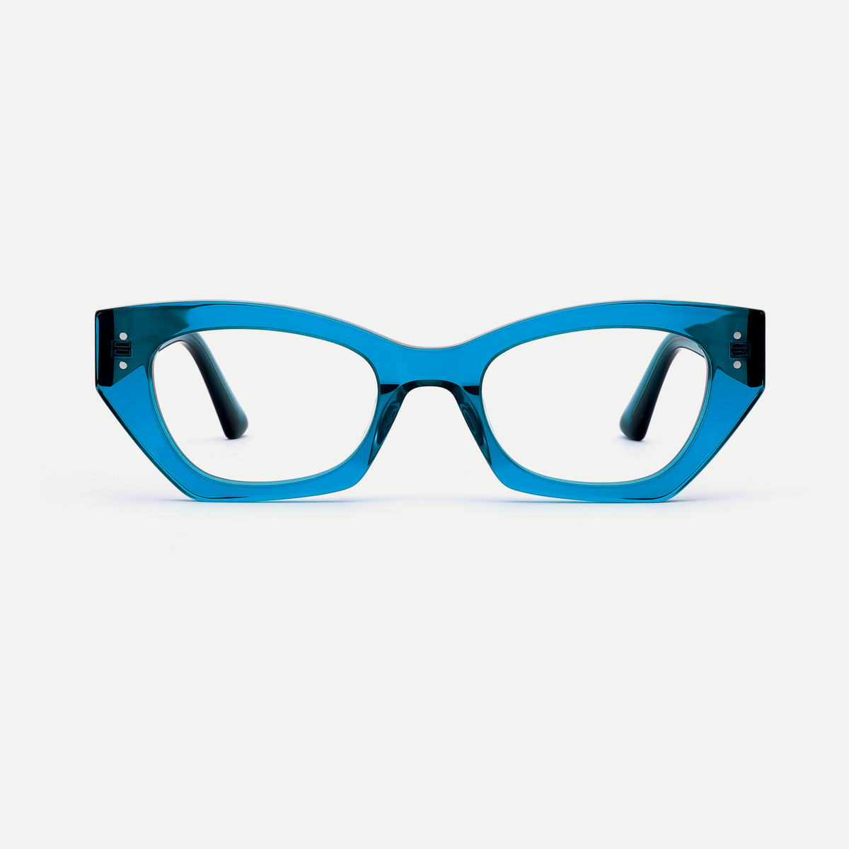 Viola crystal turquoise acetate eyeglasses, front view