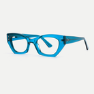 Viola crystal turquoise acetate eyeglasses, angled view