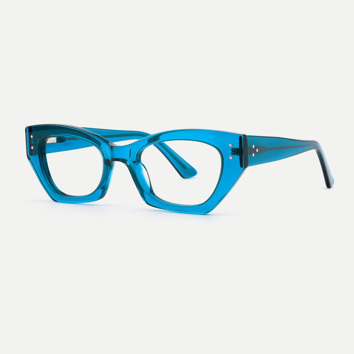 Viola crystal turquoise acetate eyeglasses, angled view