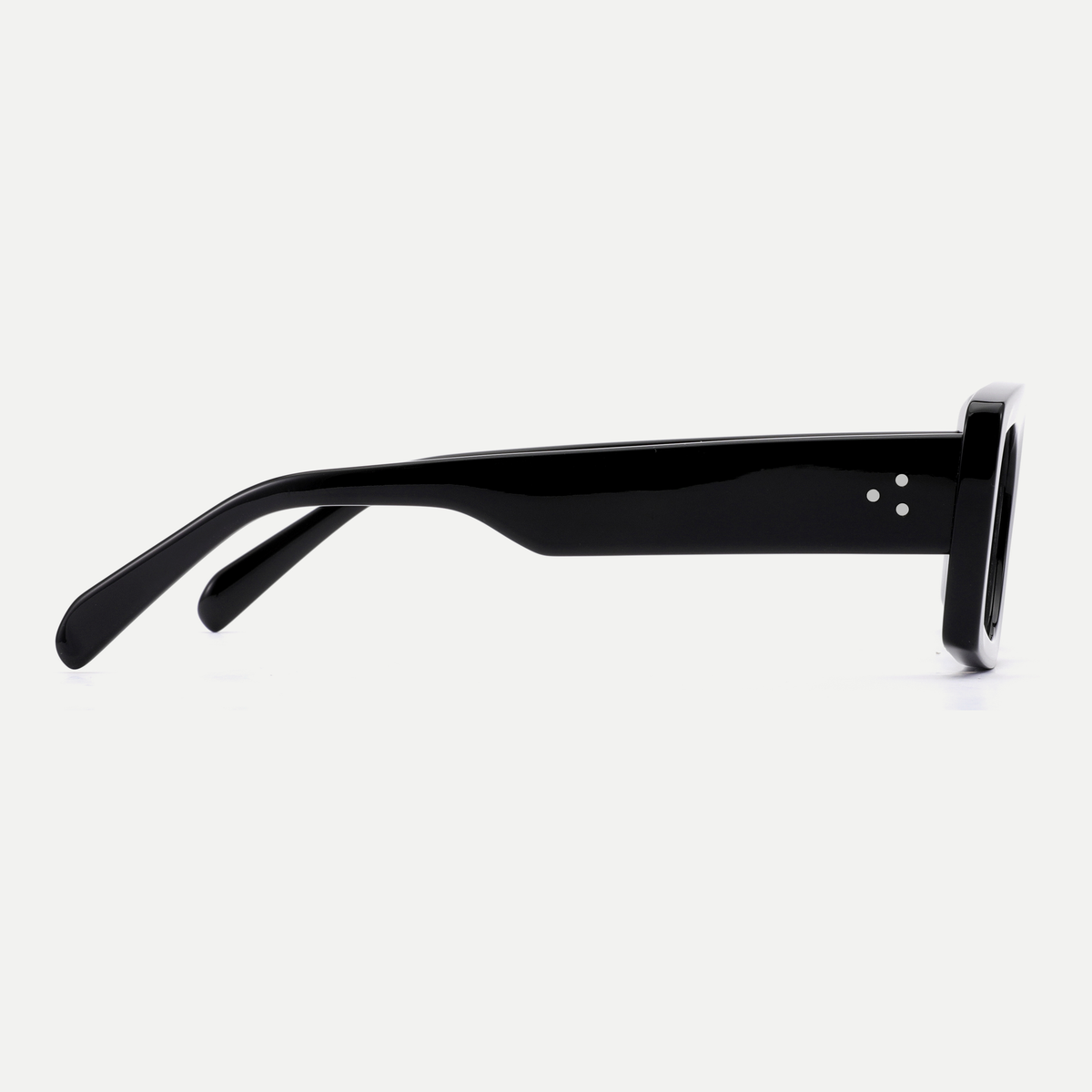 Thea black acetate eyeglasses, side detail