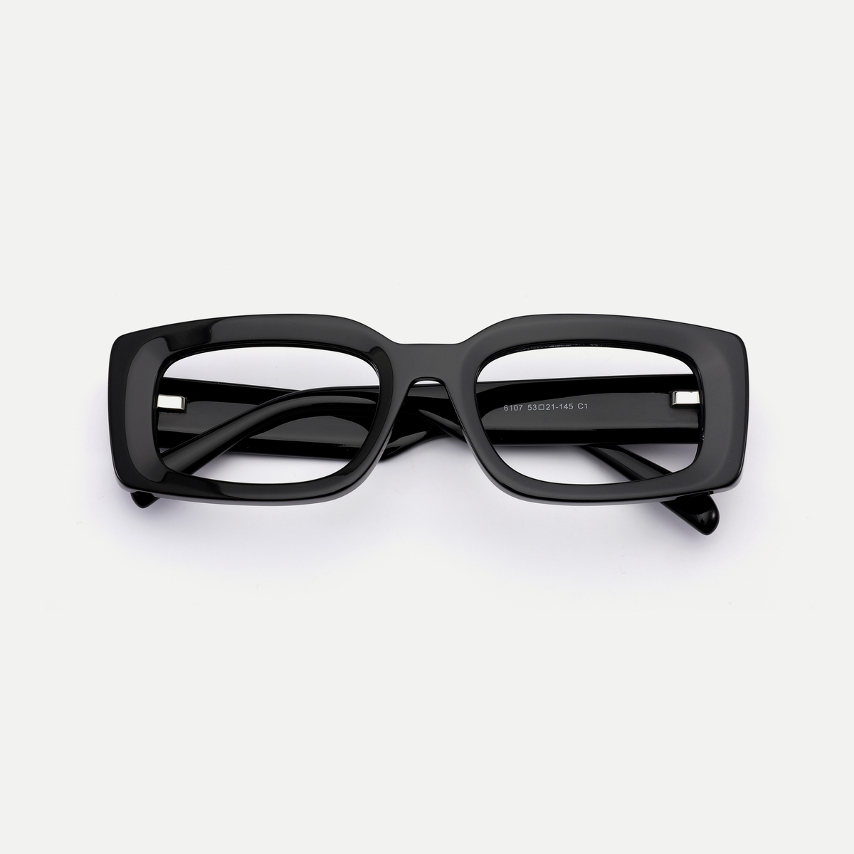 Thea black acetate eyeglasses, inner temple detail