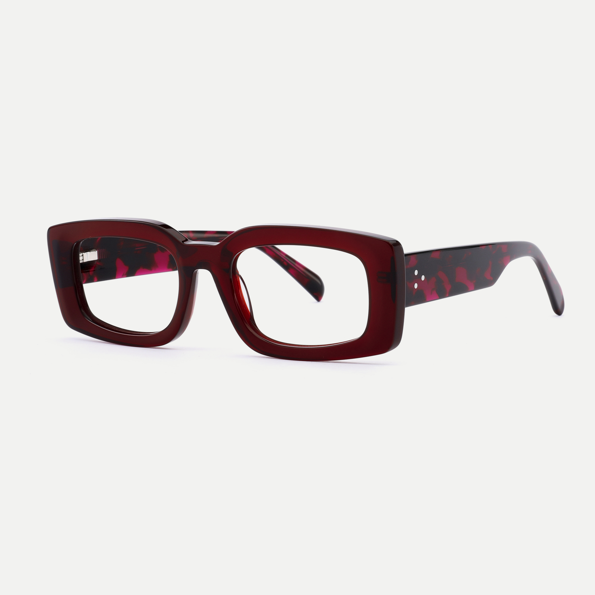 Thea burgundy acetate eyeglasses, angled view