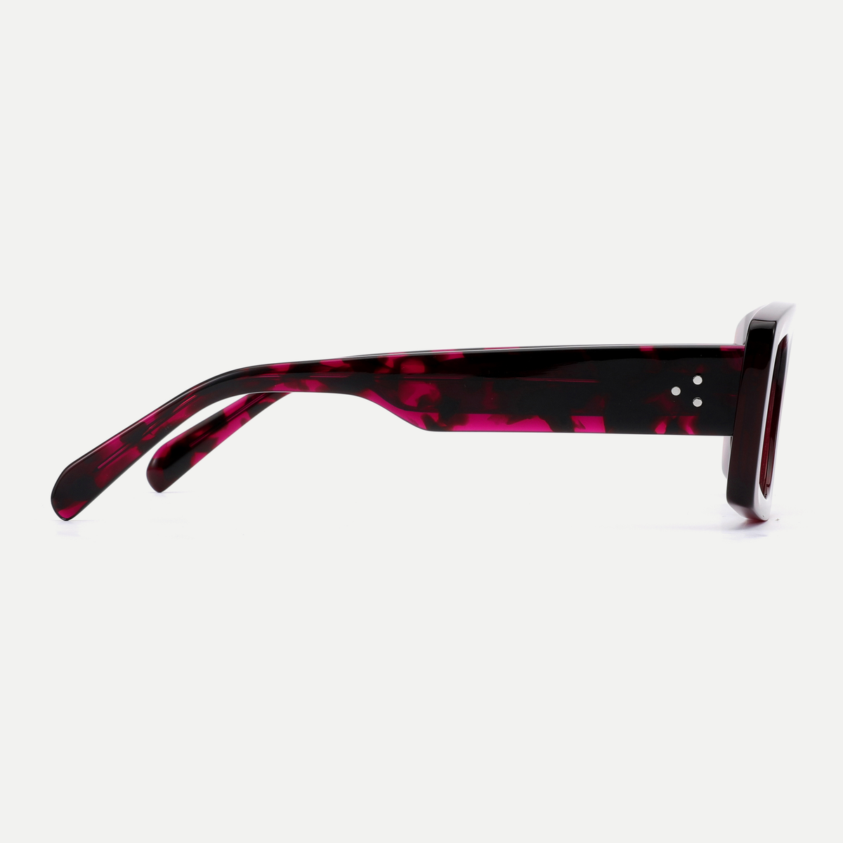 Thea burgundy acetate eyeglasses, side detail