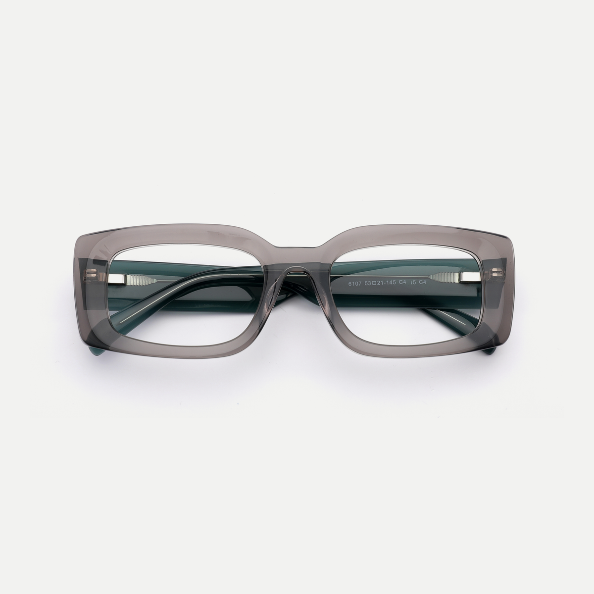 Thea smoke gray acetate eyeglasses, inner temple detail