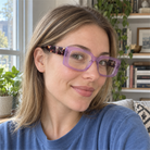 Thea purple acetate eyeglasses, lifestyle wearing photo