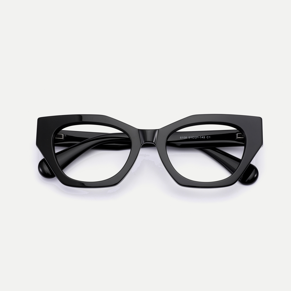 Daphne black acetate eyeglasses, alternate front view