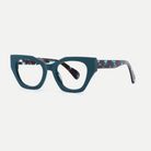 Daphne deep teal acetate eyeglasses, angled view
