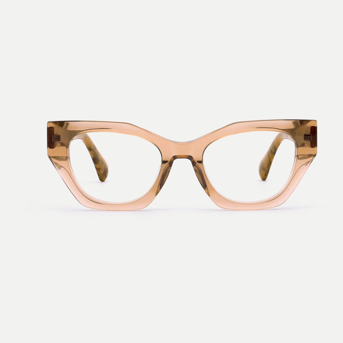 Daphne crystal peach / tortoise acetate eyeglasses, front view
