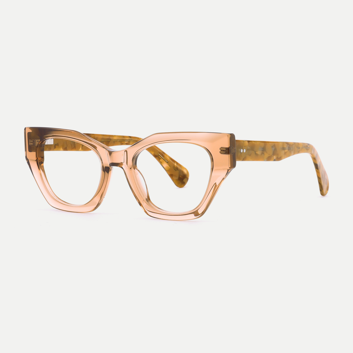 Daphne crystal peach / tortoise acetate eyeglasses, angled view