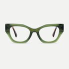Daphne olive green acetate eyeglasses, front view