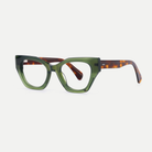 Daphne olive green acetate eyeglasses, angled view