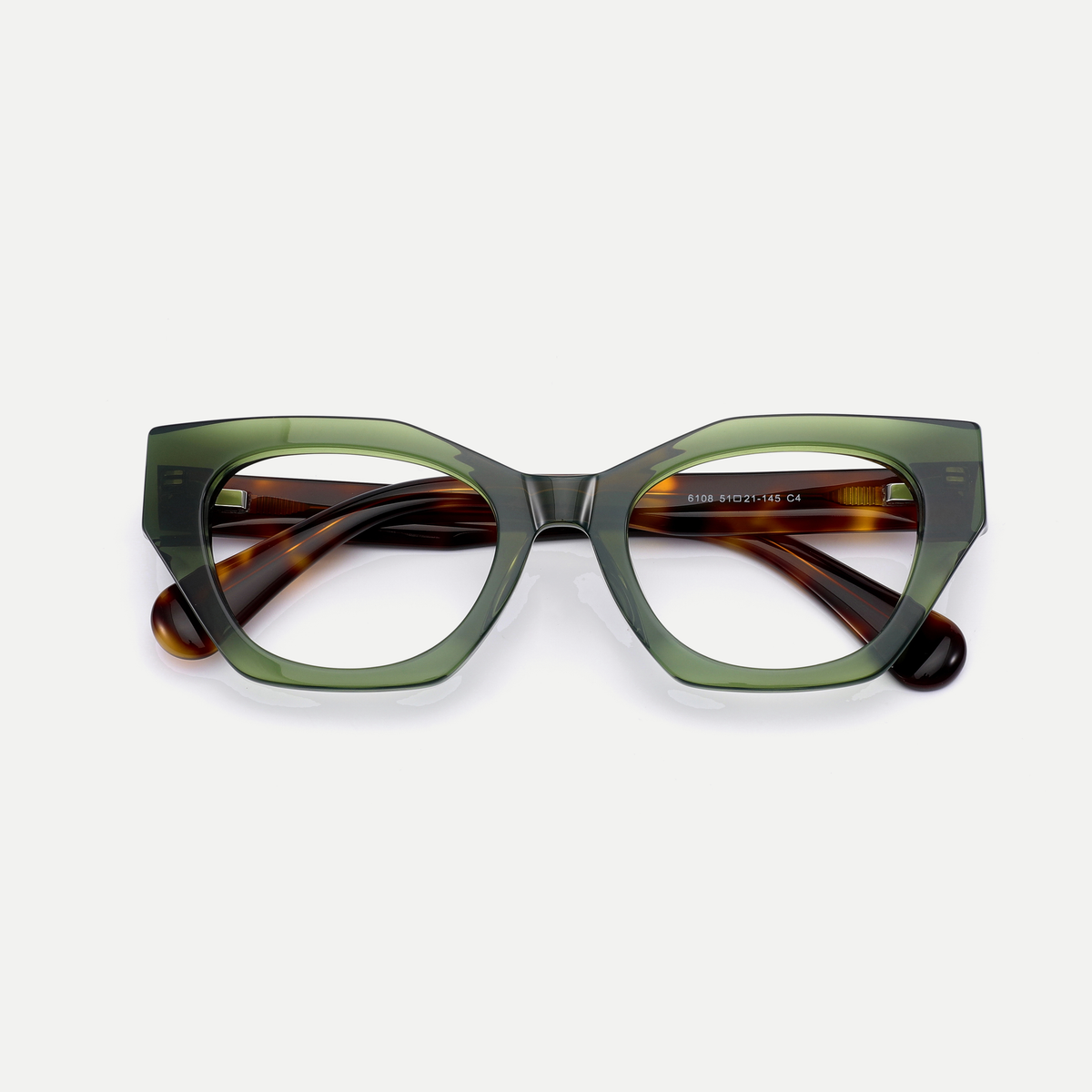 Daphne olive green acetate eyeglasses, alternate front view