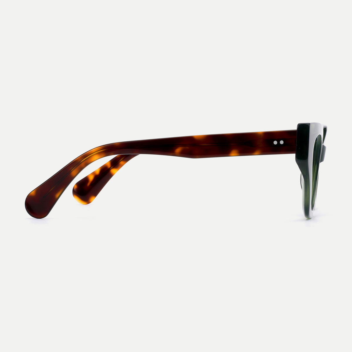 Daphne olive green acetate eyeglasses, side view