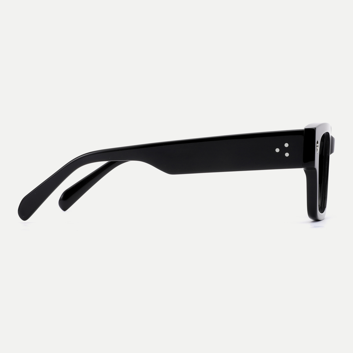 Ingrid black acetate eyeglasses, side detail