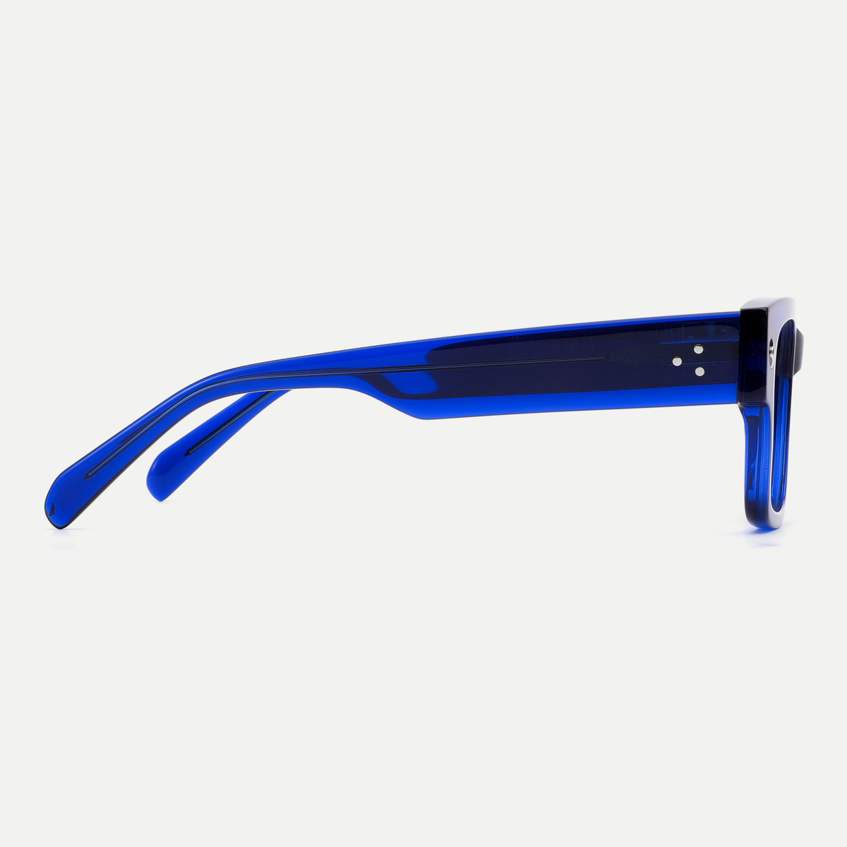 Ingrid cobalt blue acetate eyeglasses, side detail