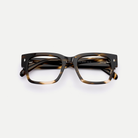 Ingrid tortoise acetate eyeglasses, inner temple detail