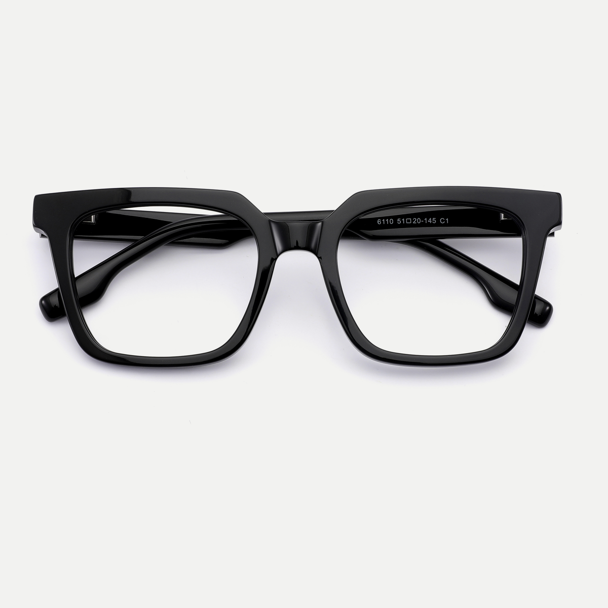 Odette black acetate eyeglasses, inner temple detail