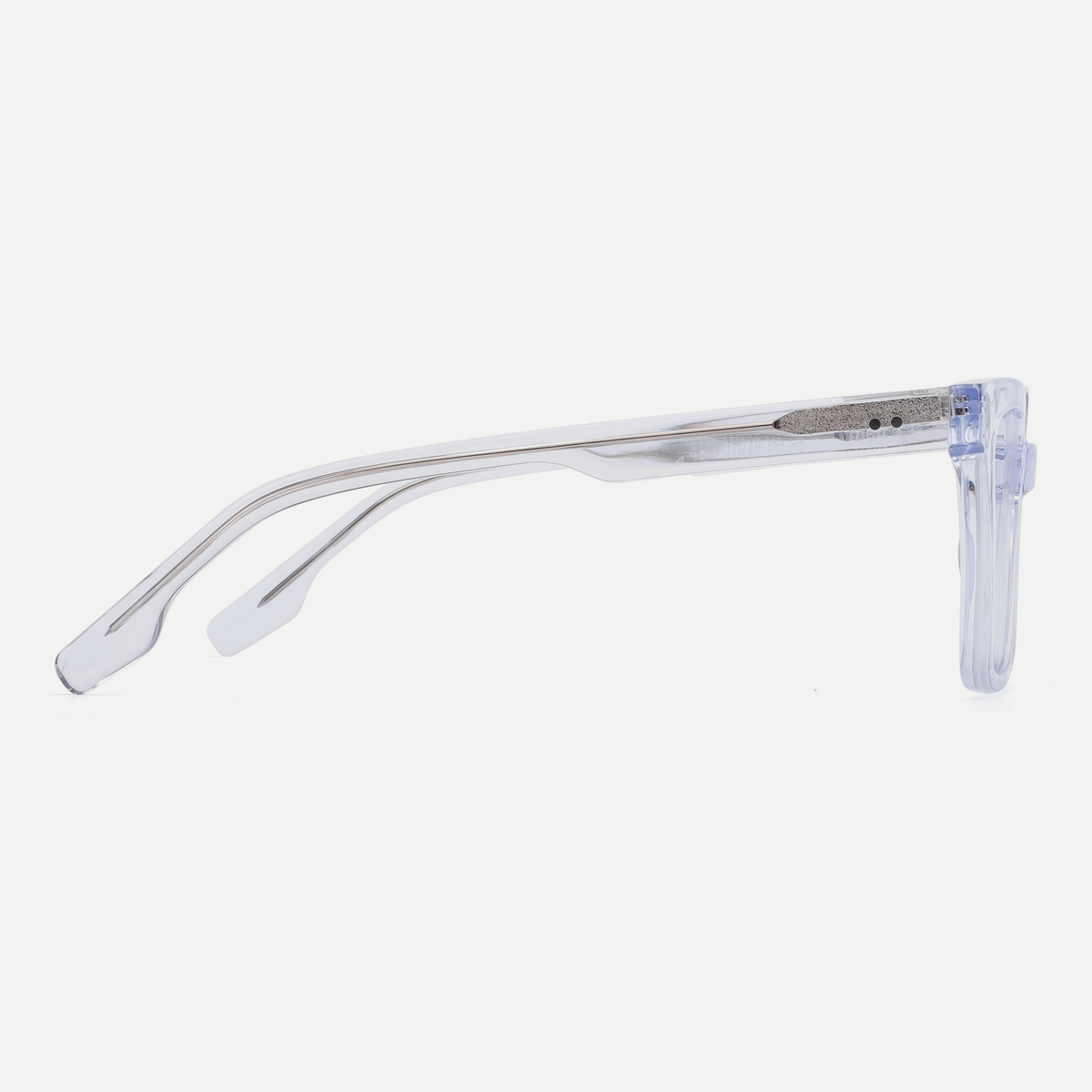 Odette crystal clear acetate eyeglasses, side detail