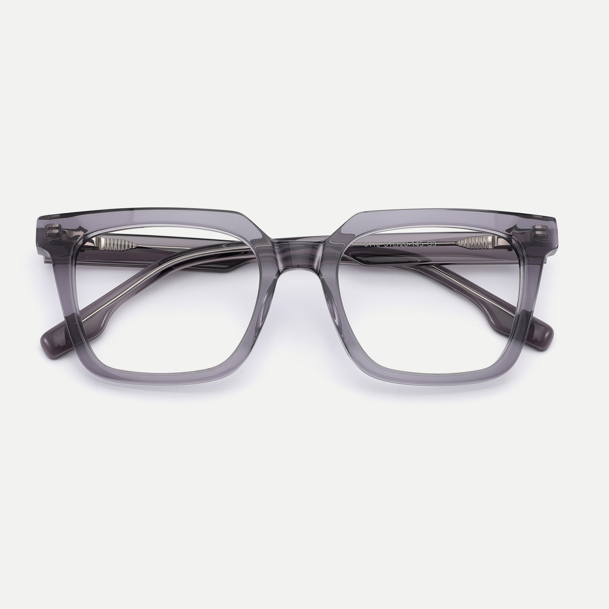 Odette smoke gray acetate eyeglasses, inner temple detail